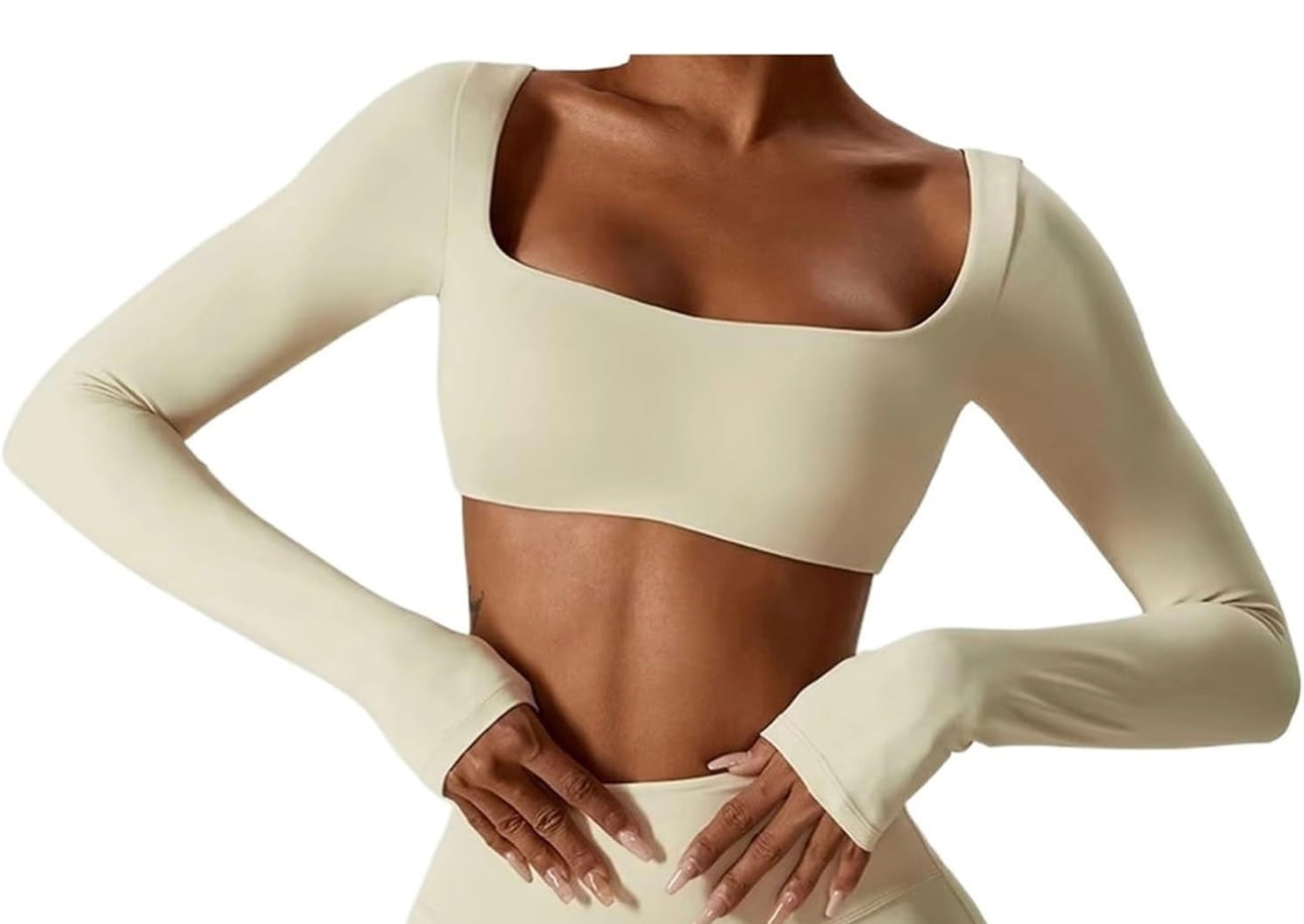 Top SquareFit Crema – Manga Larga