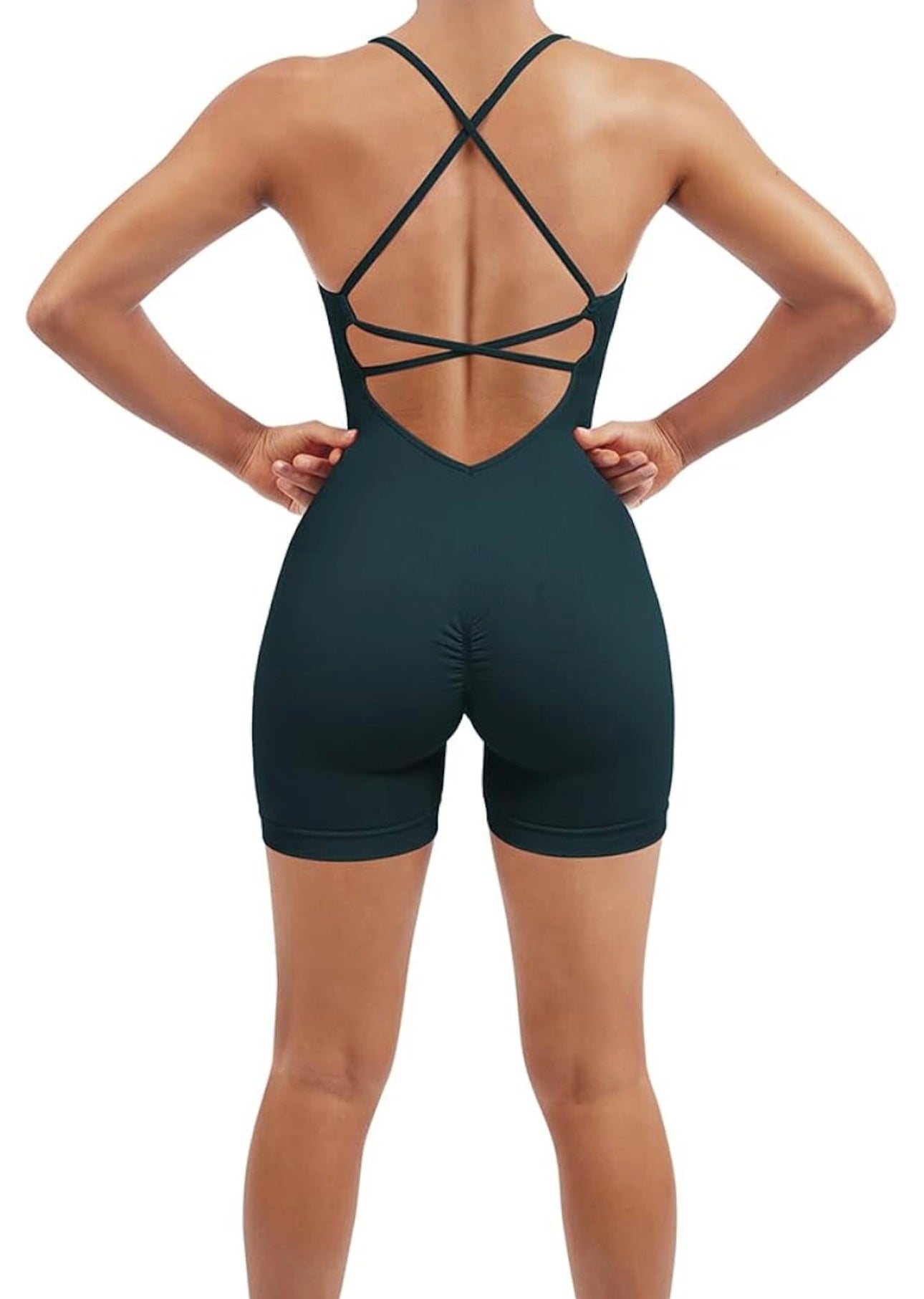 Enterizo PowerFlex Backless – Corte Biker con Fruncido