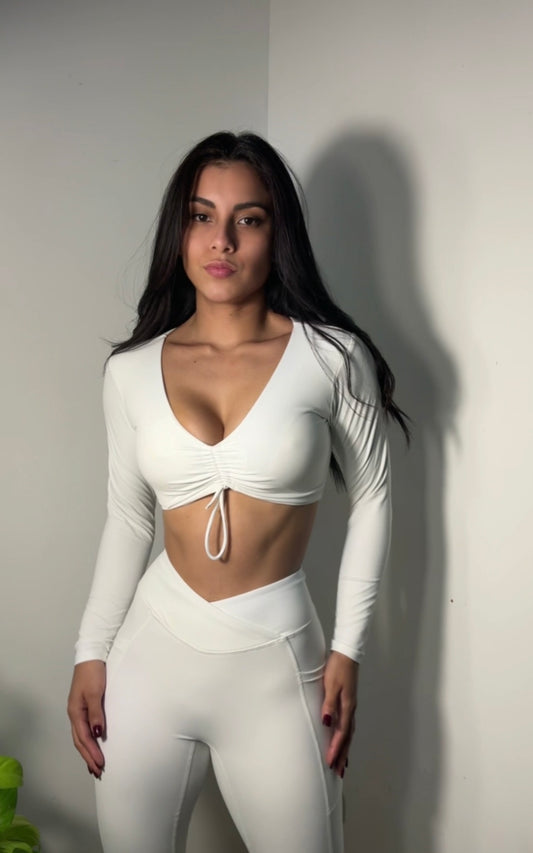 Top PushFit Blanco – Manga Larga