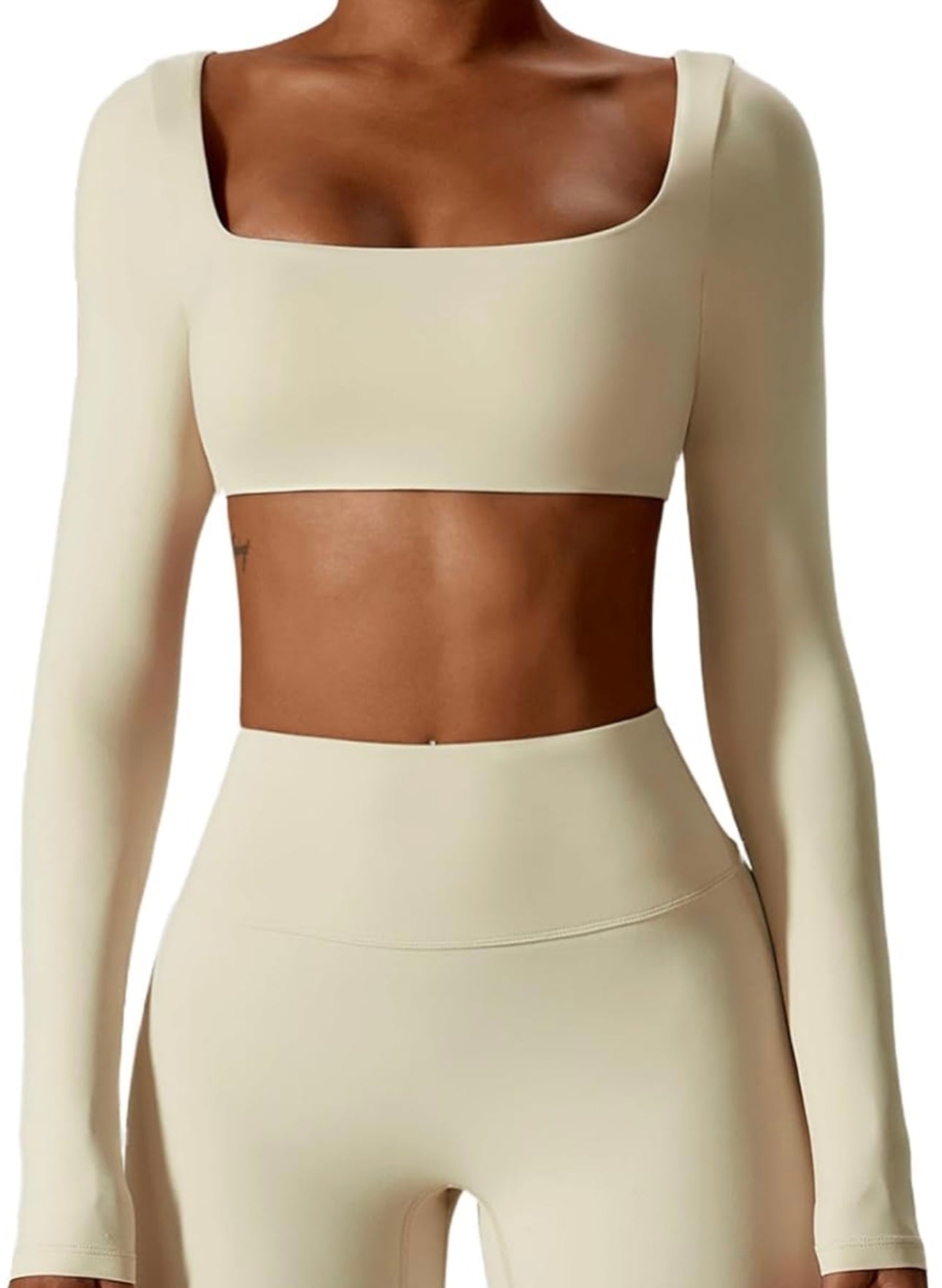 Top SquareFit Crema – Manga Larga