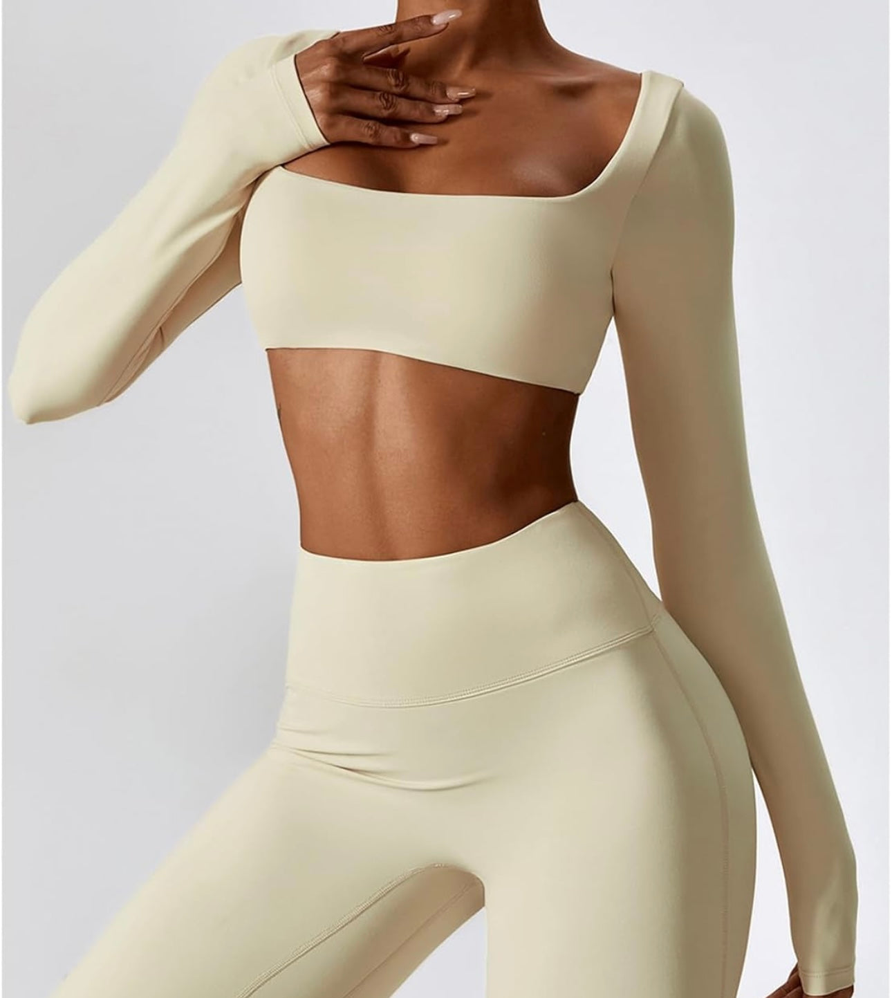 Top SquareFit Crema – Manga Larga