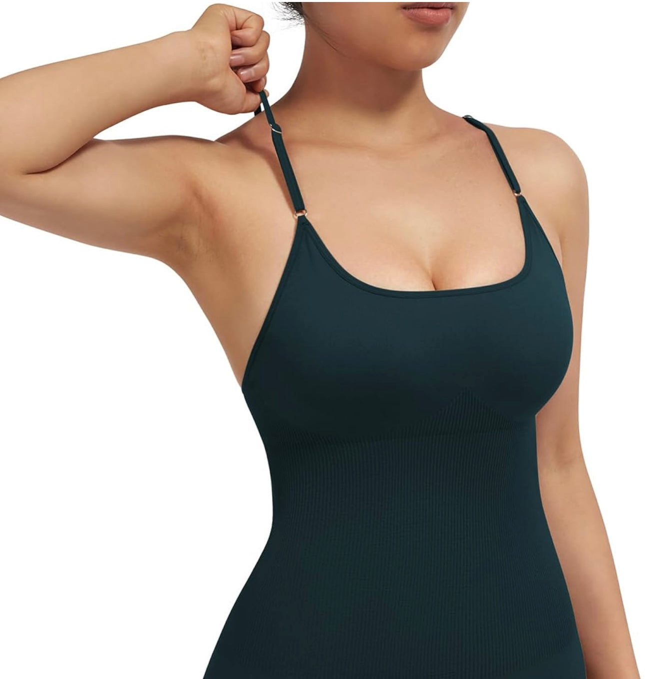 Enterizo PowerFlex Backless – Corte Biker con Fruncido