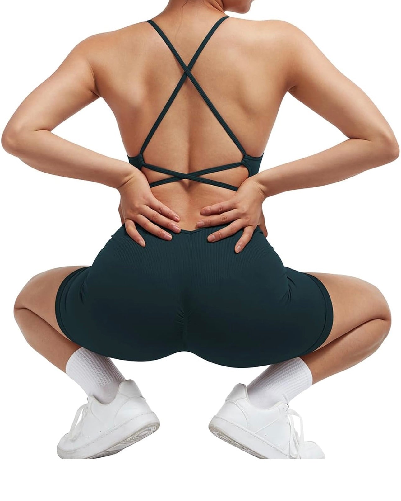 Enterizo PowerFlex Backless – Corte Biker con Fruncido